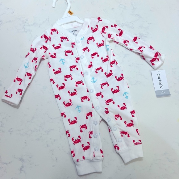 Carter's White and Red Crab Print Kids One Piece - Picture 1 of 10